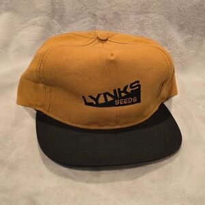 Lynks Seeds Snapback Hat Cap Brown Black Trucker Style Baseball Vintage‎